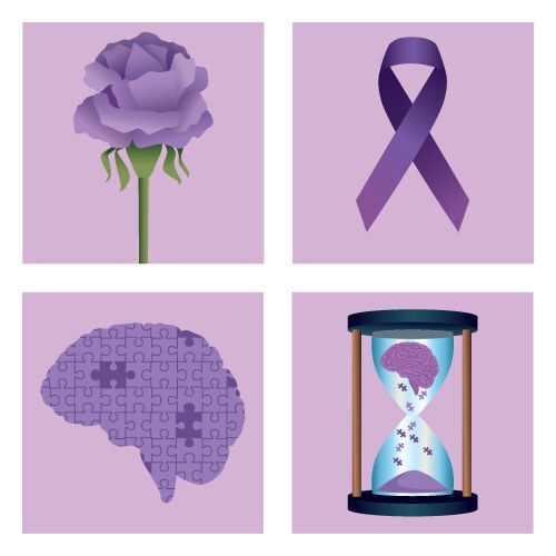 Four alzheimer icons Vector Image