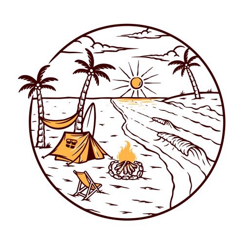 Camping on a beautiful beach Vector Image