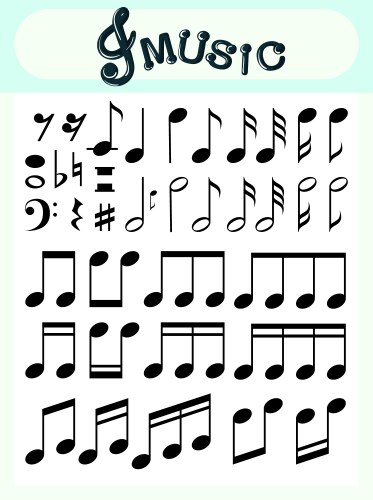 Icons set music note Royalty Free Vector Image