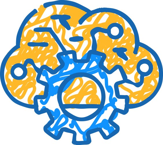 Gear working process erp icon doodle Royalty Free Vector