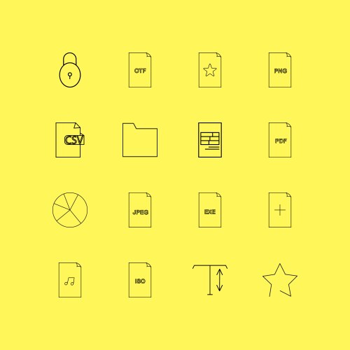 Files and folders linear icon set simple outline vector image