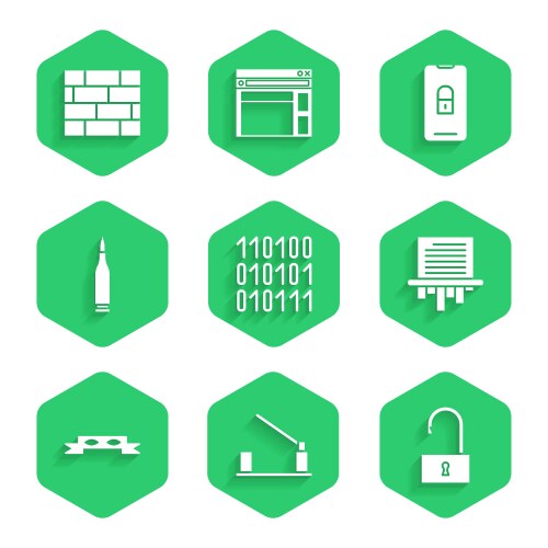 Set binary code parking car barrier open padlock vektorbild