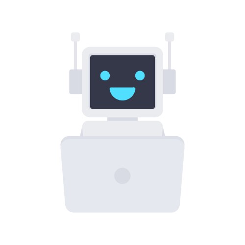 Chat bot using laptop computer robot virtual vector image