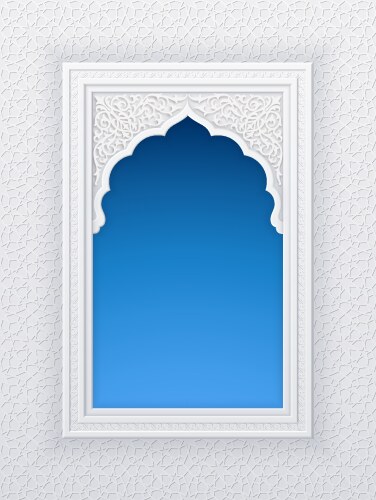 Islamic White Arch Window Vector Image