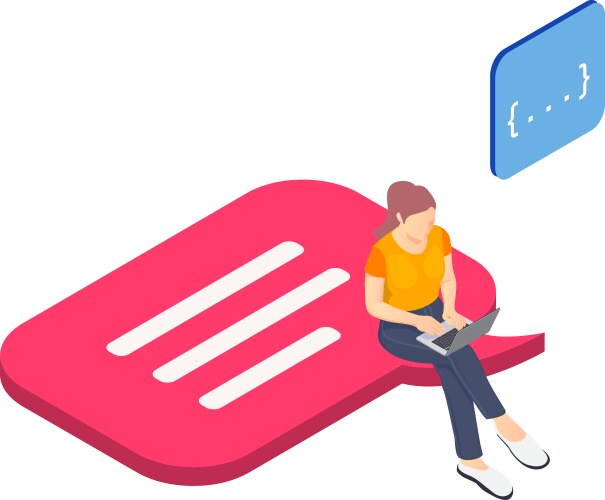 coding conversation isometric composition vector image