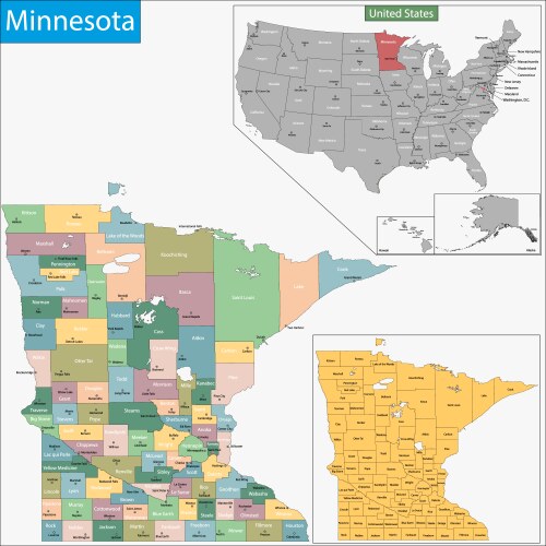 Minnesota State Map Vector Image