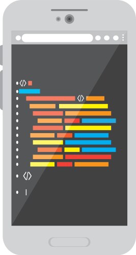 Programming code on a smartphone icon vector image