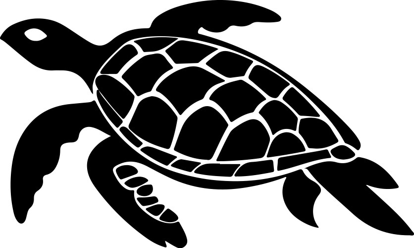 Turtle silhouette white background Royalty Free Vector Image