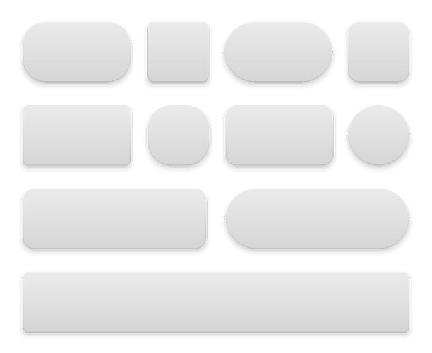 white buttons oval and round rectangle vector image