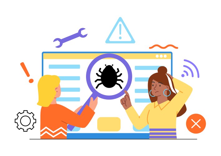 Software Testing & Bug Fixing Team vector image