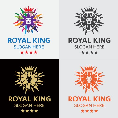 Crown lion king crest logo template Vector Image