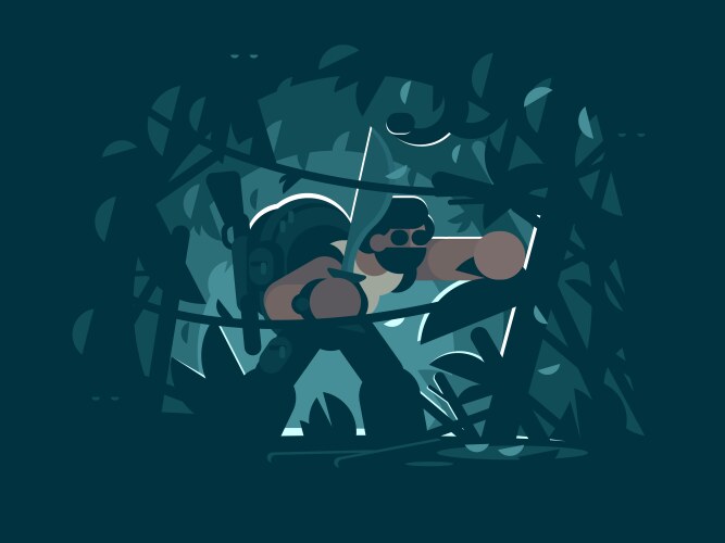 traveler in jungle vector