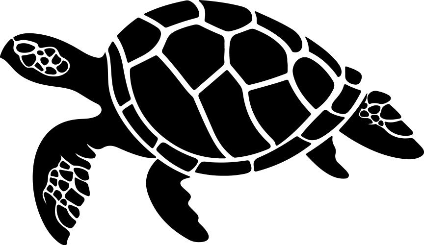Turtle silhouette white background Royalty Free Vector Image