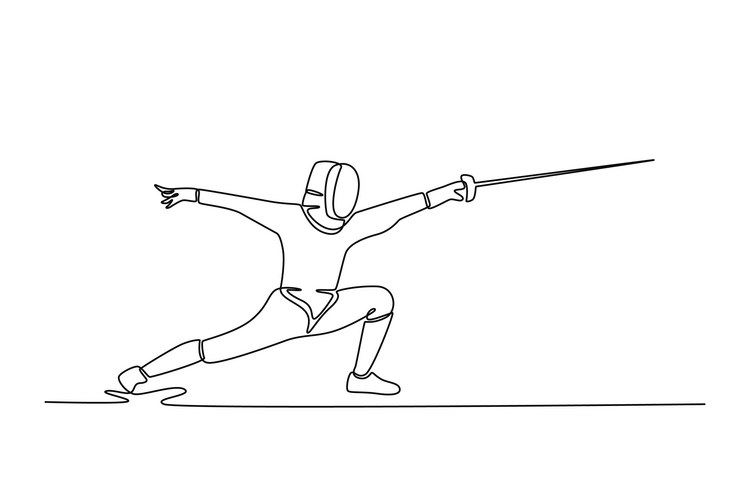 Fencer in Lunge Vector Image
