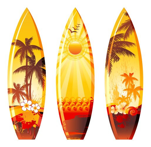 Surfboard set prints Royalty Free Vector Image