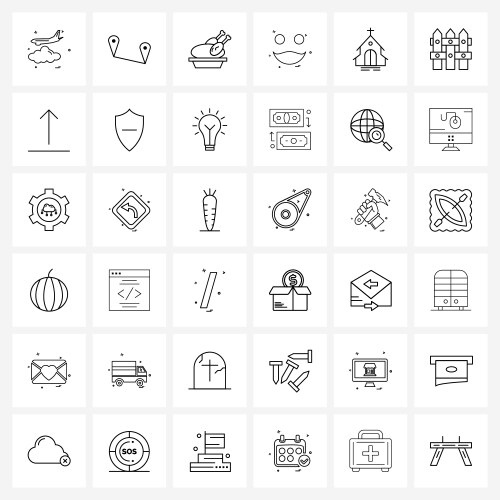 Set 36 simple line icons for web and print vector image