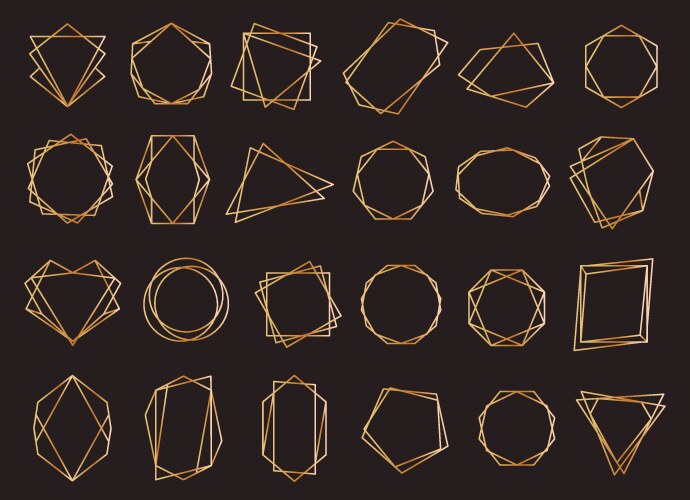 Gold geometric frames diamond shapes polygonal vector image