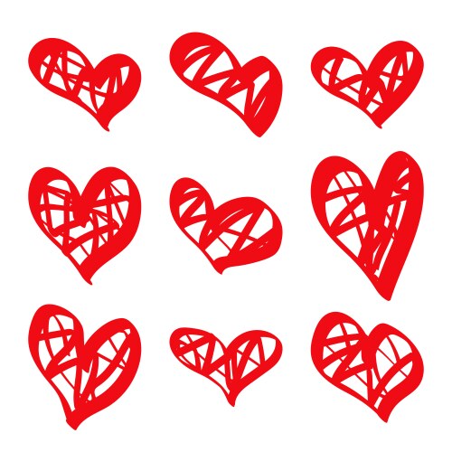 Red hearts set Royalty Free Vector Image - VectorStock