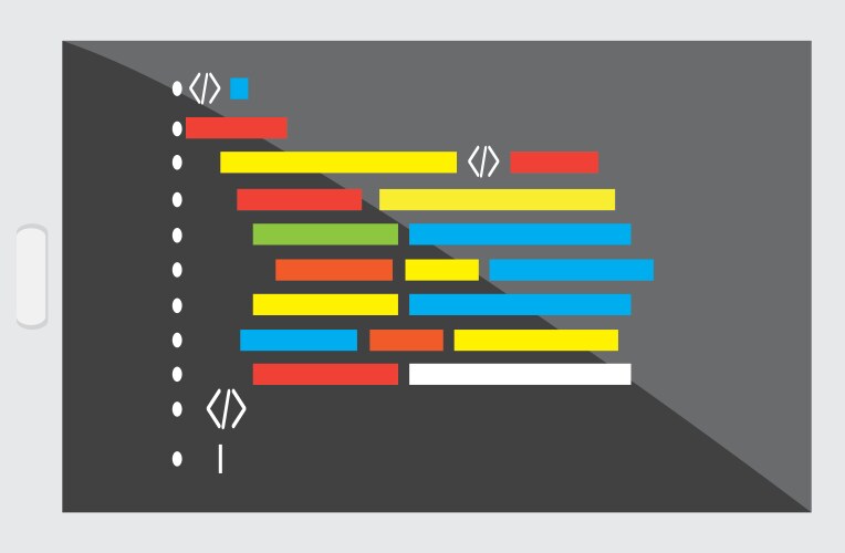 Programming code on a browser window vector image