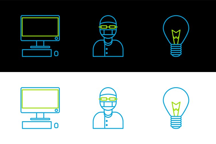 Set line light bulb with concept of idea computer vektorbild