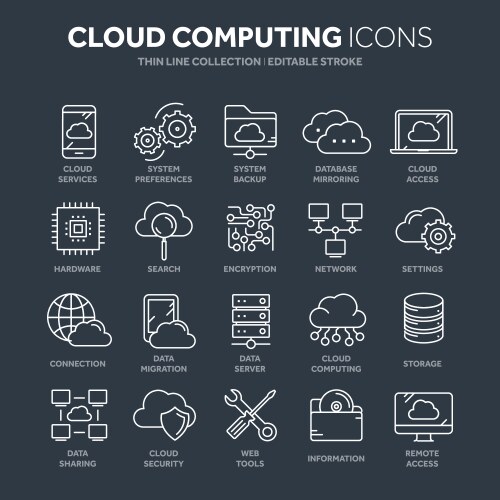 Cloud Computing Icons - Data & Network vector image