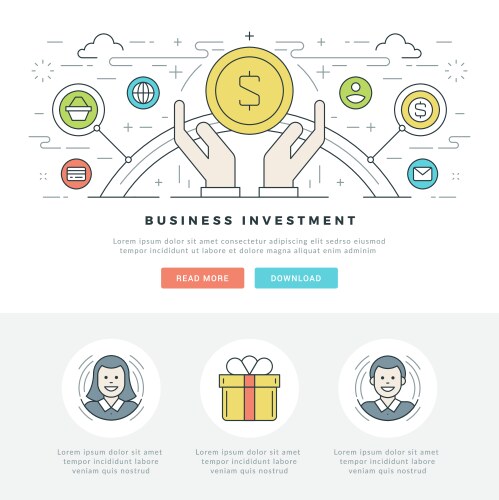Flat line business concept web site header vector image