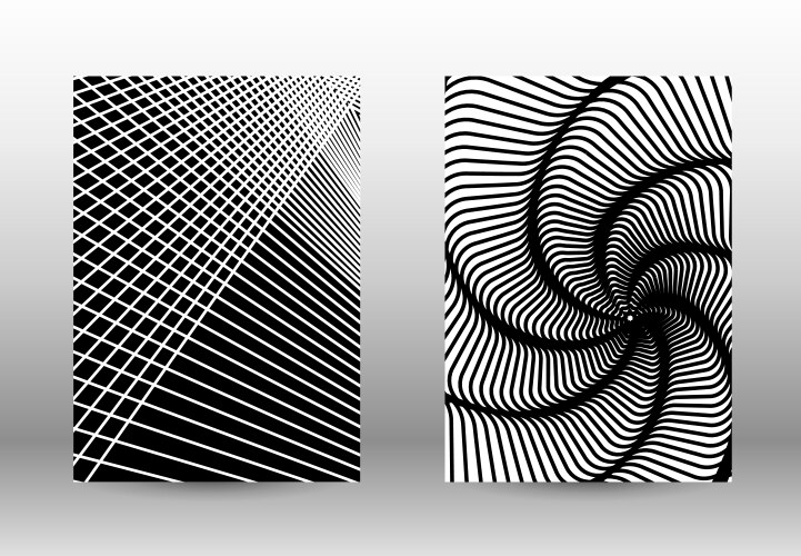 Set of abstract patterns with distorted lines vector image
