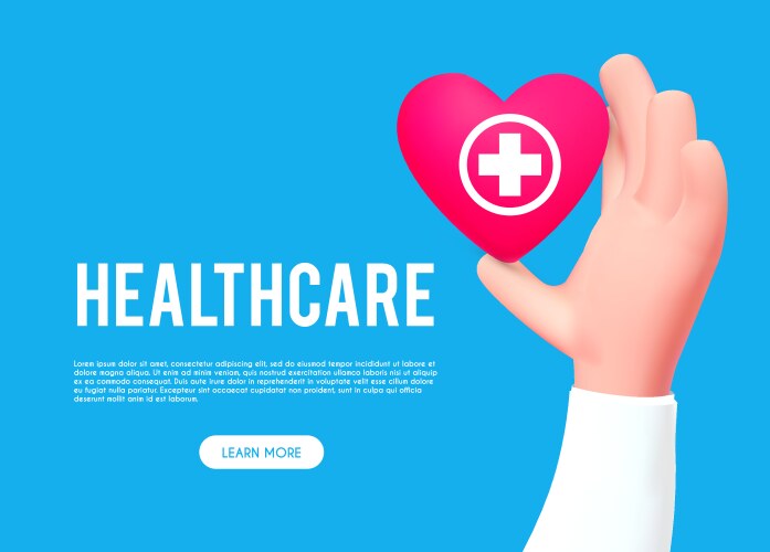 3d healthcare concept with cartoon doctor hand vector image