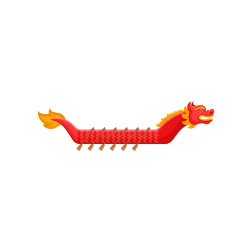 Flat icon bright red dragon boat vector image