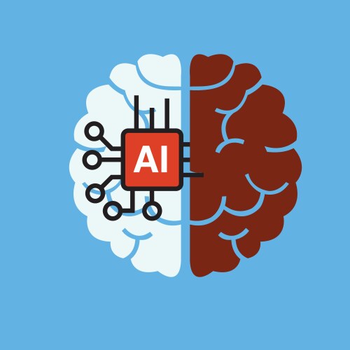 Human head tech icon ai chip technological brain vector image