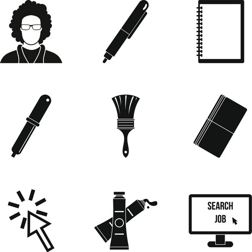 Programming device icons set simple style vector image