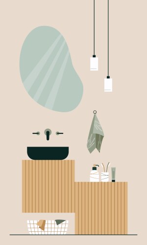 Modern bathroom interior design flat Royalty Free Vector