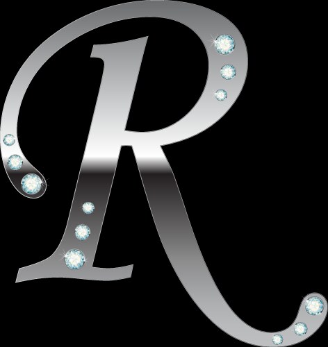 silver metallic letter r vector image vector image