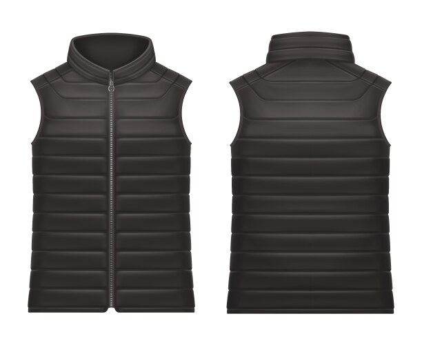 Realistic or 3d black vest jacket with zap vector image