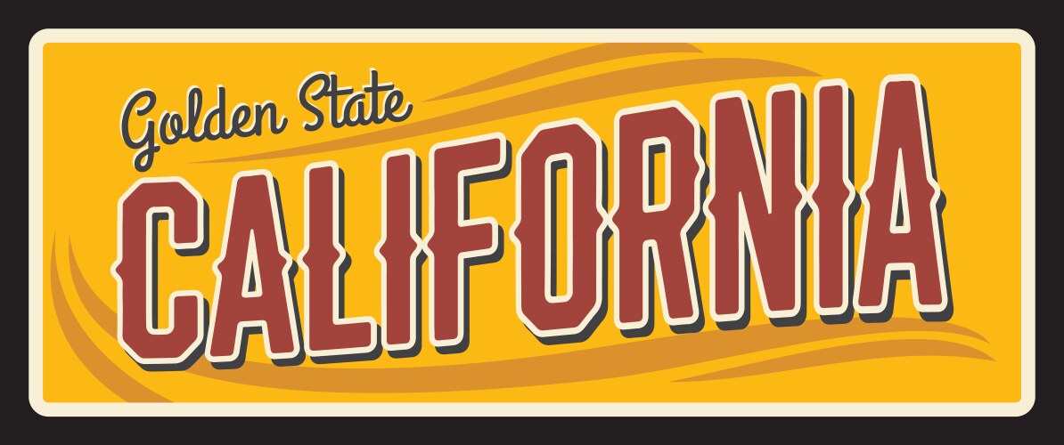 American states california vintage travel plate vector image