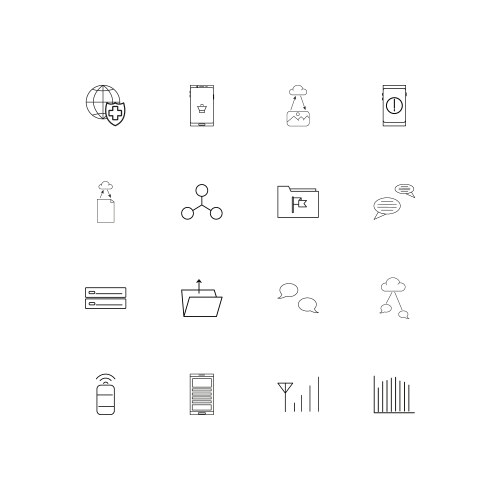 Network and database linear thin icons set vektorbild