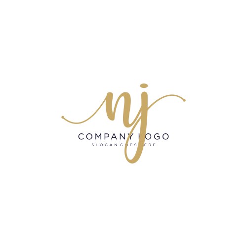 Nj initial handwriting logo design Royalty Free Vector Image