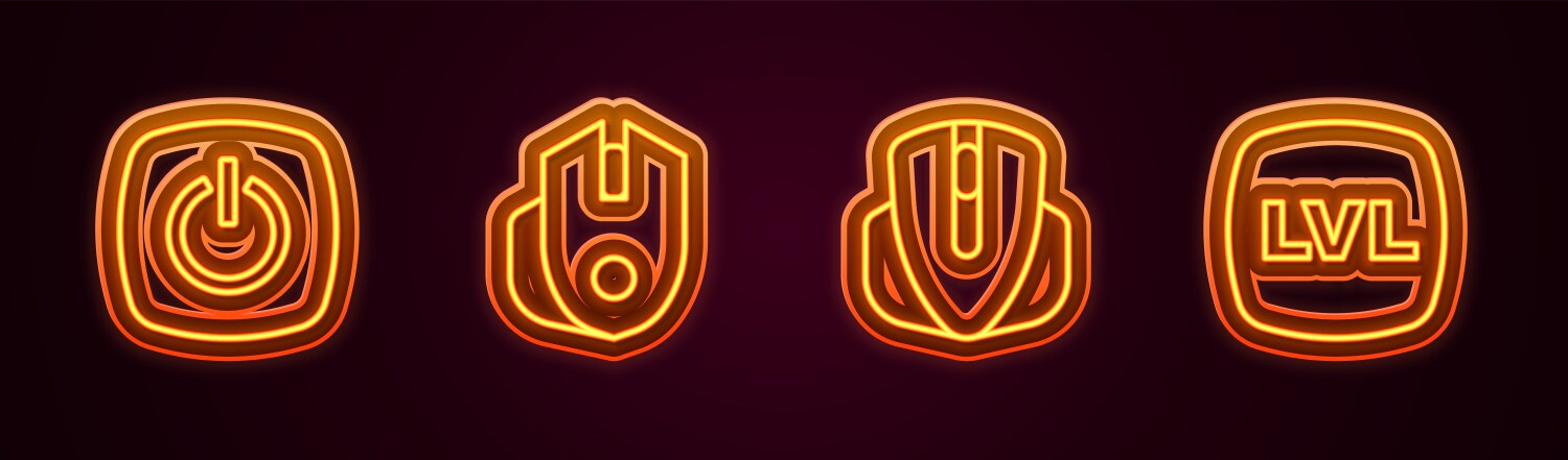 Set line power button computer mouse and level vector image