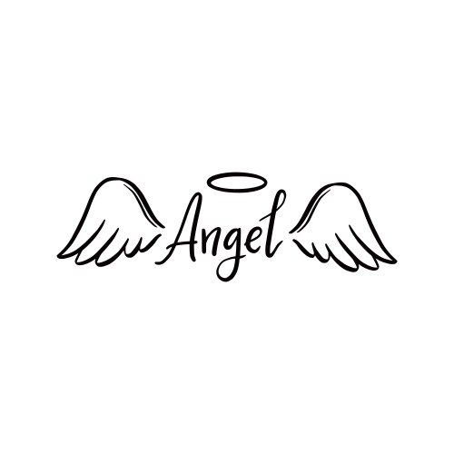 angel wing with halo and lettering text vector image