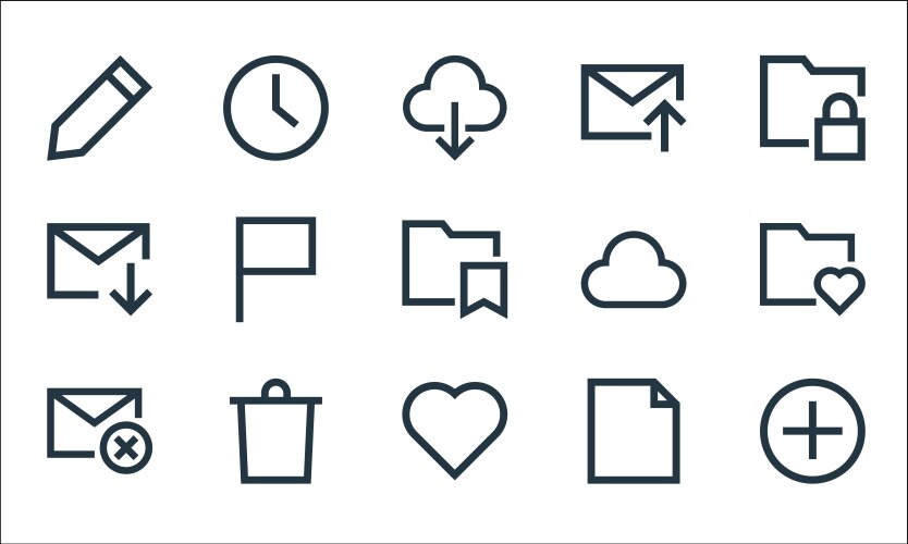 Email line icons linear set quality vector image