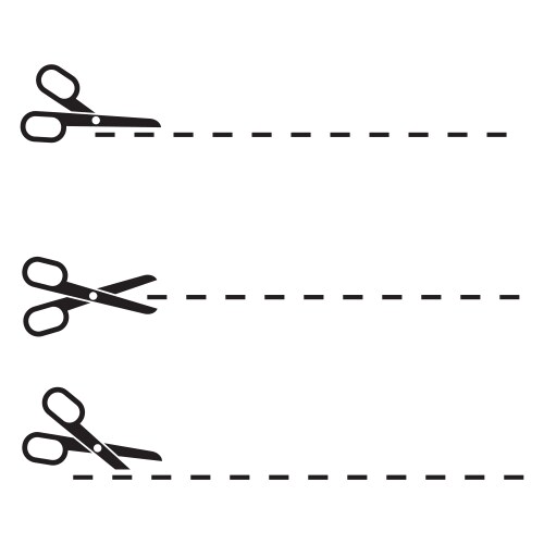 Scissors and dashed lines multiple cutting tools vector image