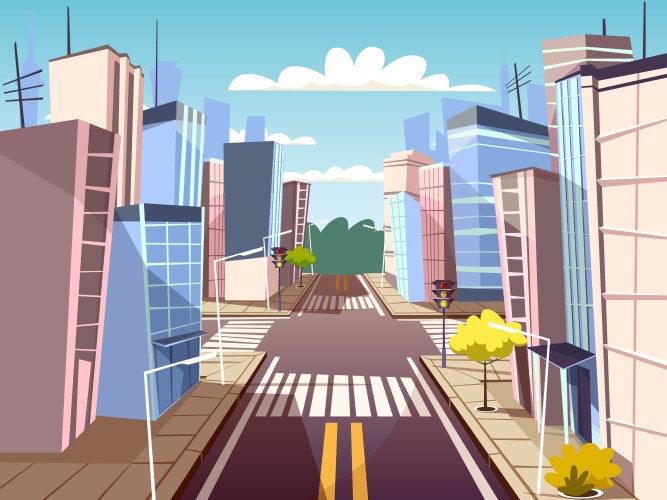 Cartoon urban crossroad concept vector image