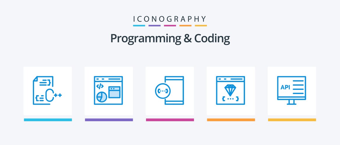 Programming and coding blue 5 icon pack including vektorbild