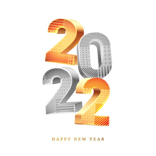 2022 happy new year calendar 3d text vector image