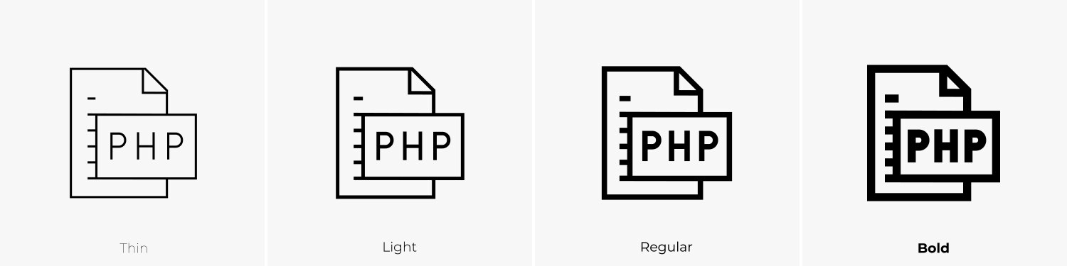 Php icon thin light regular and bold style design vector image