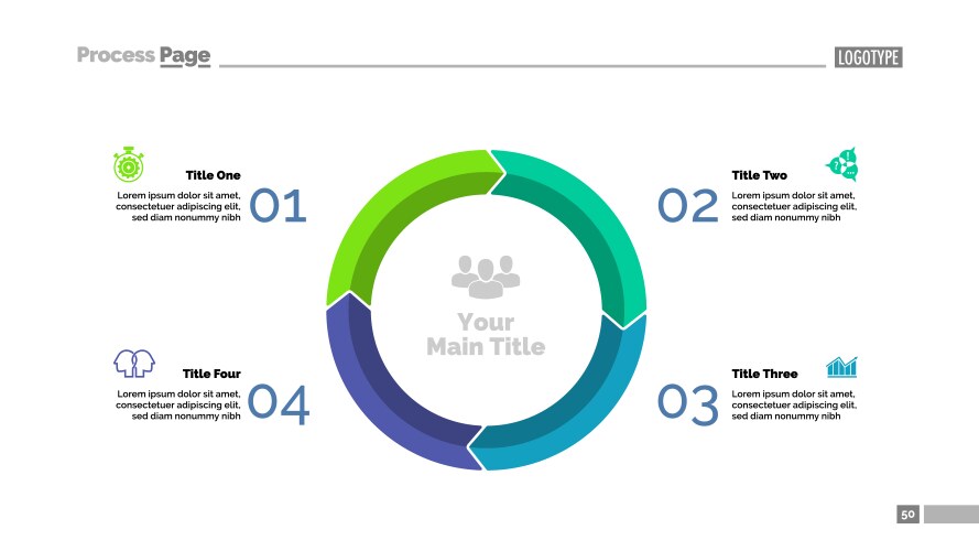 Four elements circle chart slide template vector image