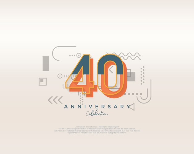 Modern cartoon design simple for 40th anniversary Vector Image