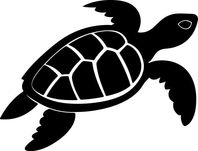 Turtle silhouette white background Royalty Free Vector Image