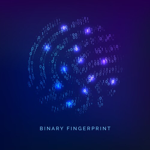 Binary code fingerprint biometric id digital key vector image