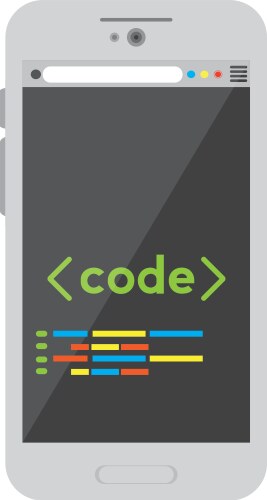 Programming code on a smartphone icon vector image